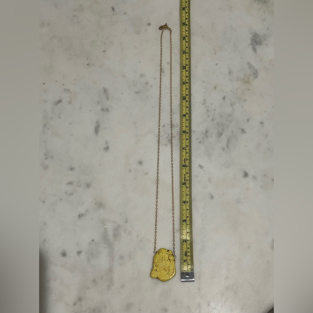 Yellow Imperial Jasper Turquoise Stone Golden Chain Necklace